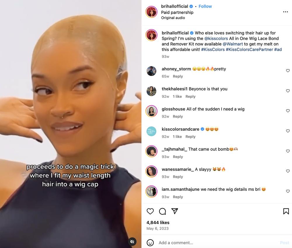 An example of a beauty influencer's sponsored post on Instagram
