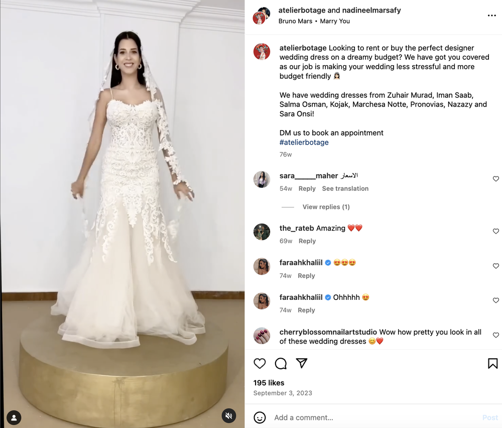 A fashion influencer who is endorsed by a dress rent place