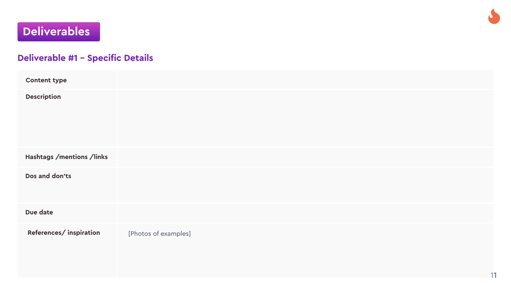 specify the details of the deliverables in your content brief