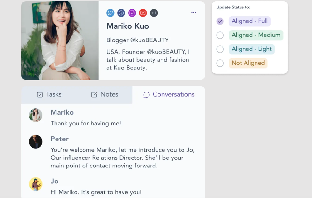 Traackr's influencer outreach tool that helps brands to converse with influencers for further discussions.