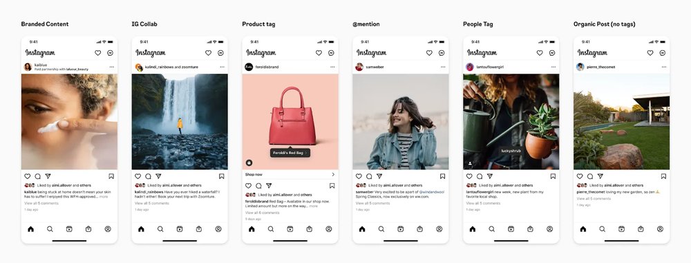 Various examples of Instagram posts.