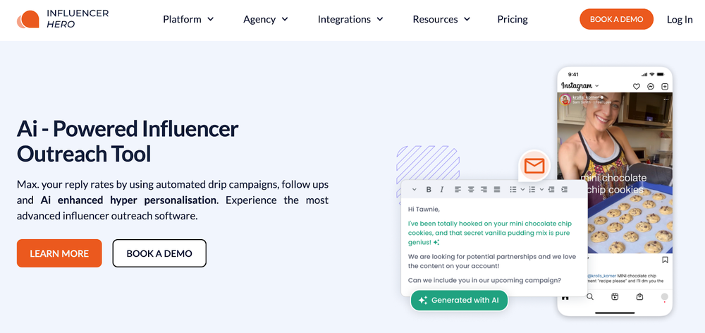 Influencer Hero, a platform with AI-powered influencer outreach tool.