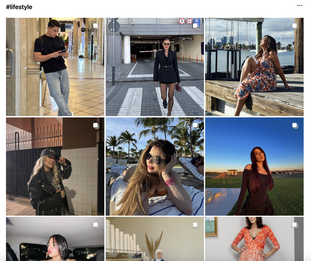 A example of how to find lifestyle influencers using Instagram hashtag