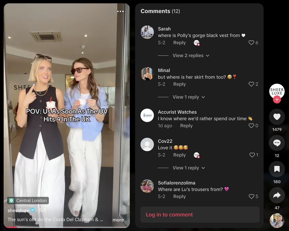 An example of SheerLuxe’s EGC that uses the “POV” content trend.