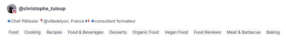 An example of a niche influencer who specializes in food, cooking, and recipes