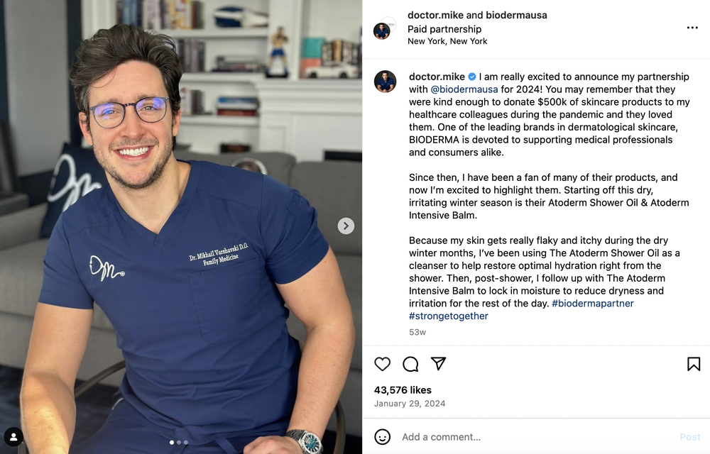 An example of paid partnership between a brand and key opinion leader (KOL)
