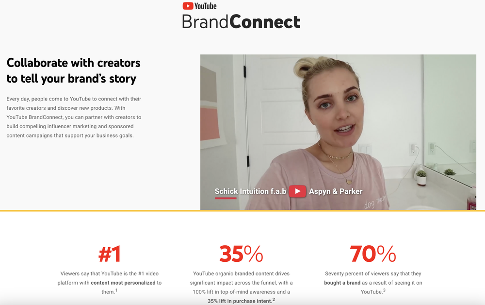 YouTube BrandConnect allows brands to collaborate with creators and tell their story.