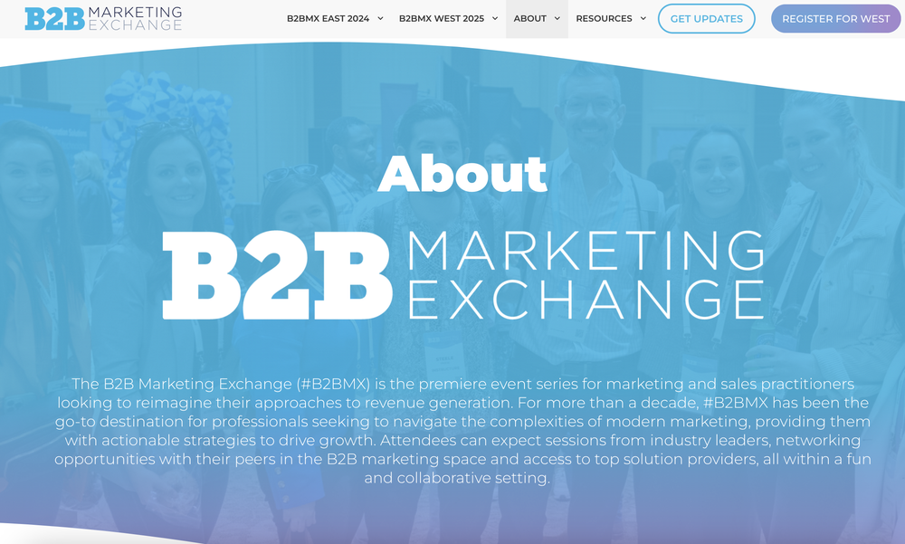 A screenshot from B2B Marketing Exchange's page that explains what it is about.