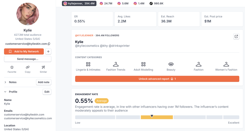 Kylie Jenner influencer profile