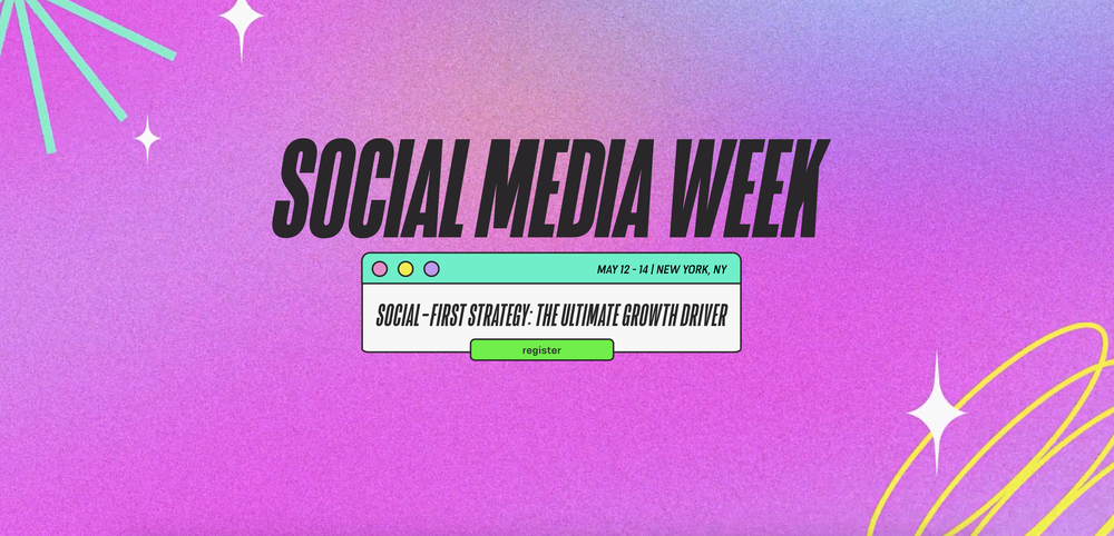 Social Media Week's page, showing the conference will be held in New York on 12-14 May 2025