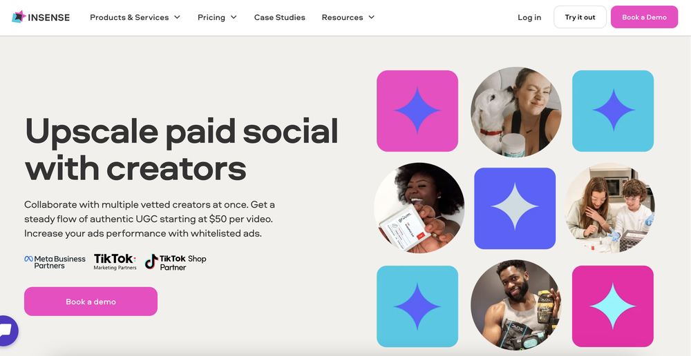 Insense offers brands to be assisted in upscaling paid social with creators.