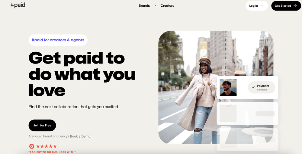 #paid’s website which shows its feature to streamline communication between brands and payment, including payment matter.
