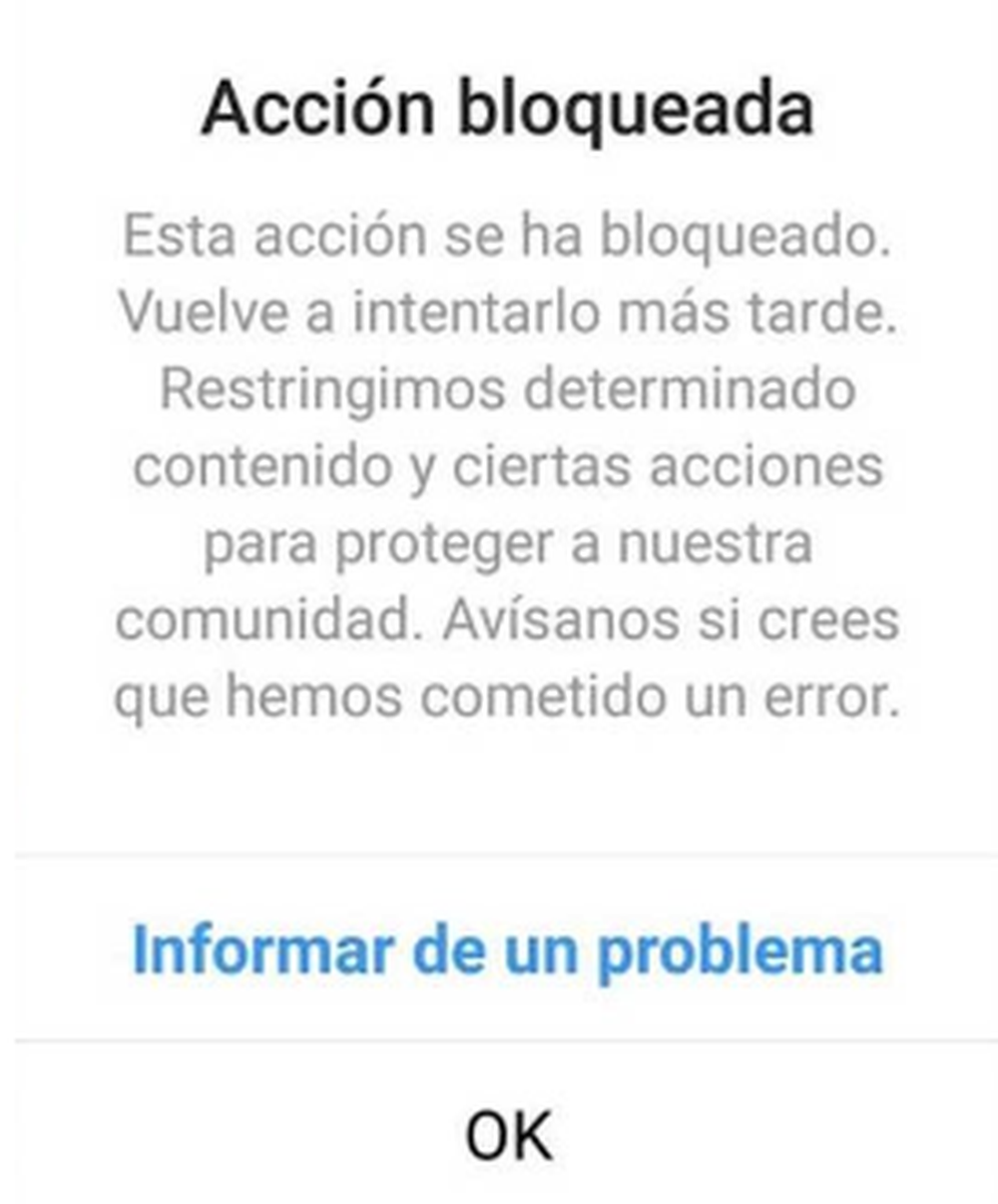 acción bloqueada instagram cuenta restringida