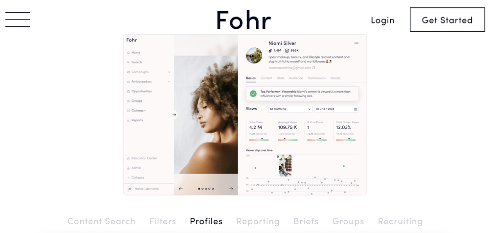 Fohr, a platform that helps brands find and filter influencers as well as recruit them easily.
