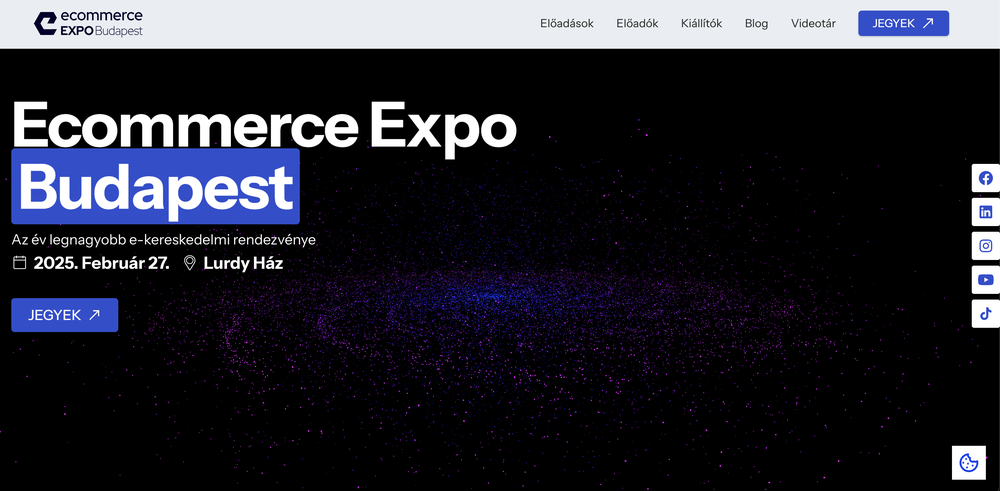 The look of E-commerce Expo Hungary 2025's website.