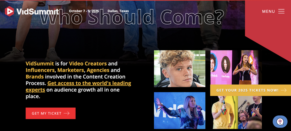 A glimpse of VidSummit which is ideal for video creators, influencers, marketers, and agencies.