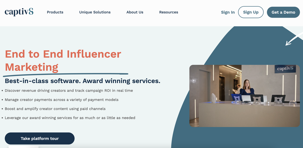 A screenshot from Captiv8, a platform which offers end-to-end influencer marketing.