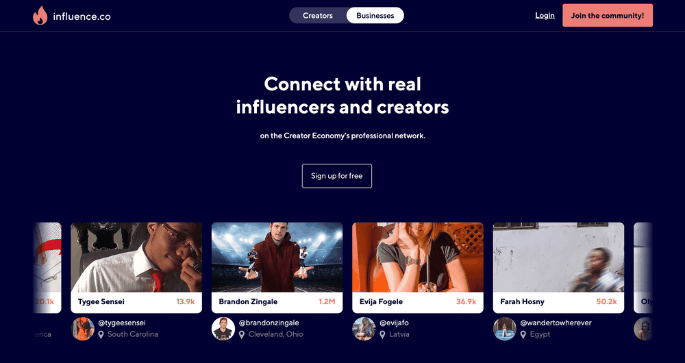 influence.co platform overview