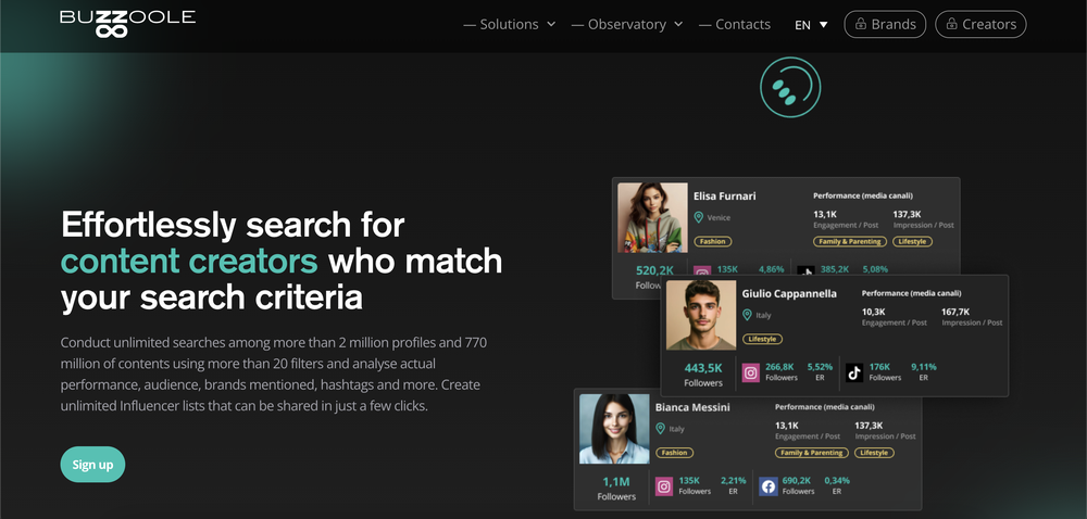 Buzzoole assists brands to search for content creators that match their criteria.