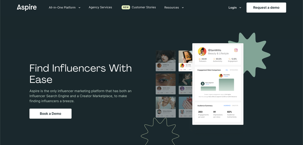 Aspire is a platform that simplifies the process of finding and vetting influencers.