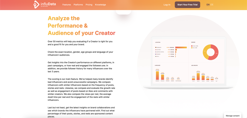 influData assists brands in analyzing and evaluating influencers across platforms.