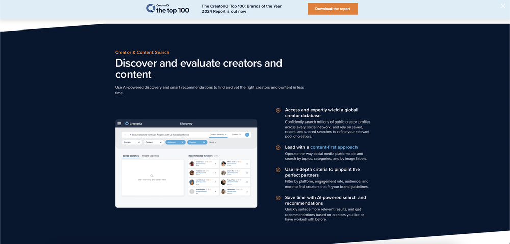 CreatorIQ enables brands to find and evaluate creators and their content.