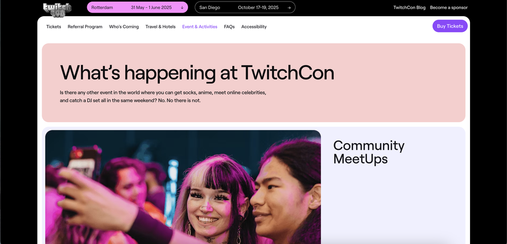 An example of conferences marketers can attend, such as TwitchCon