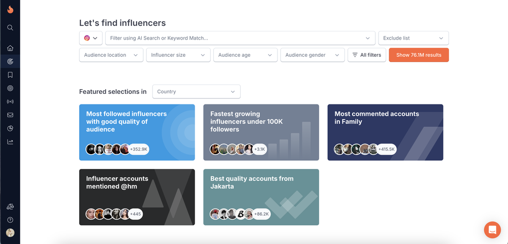 A screenshot of HypeAuditor's dashboard, an influencer marketing platform to find influencers