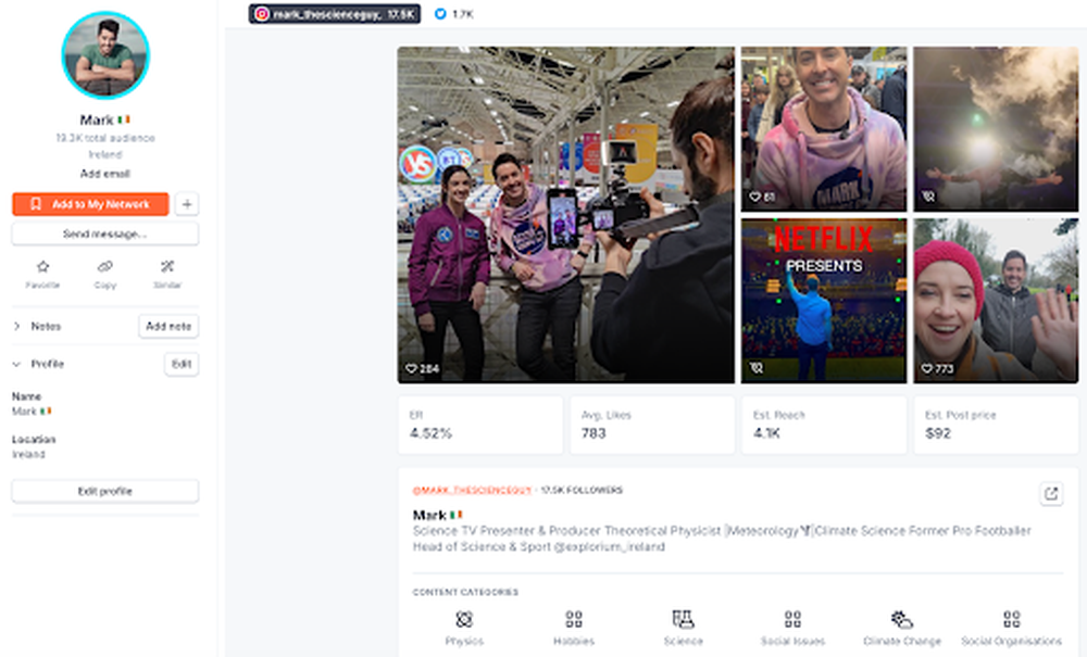 An example on how HypeAuditor as an AI-powered marketing tool simplify influencer discovery