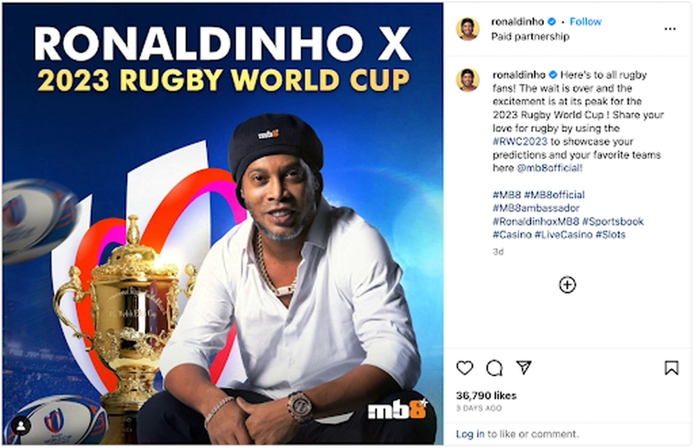 Ronaldinho a mentionné la Coupe du monde de rugby