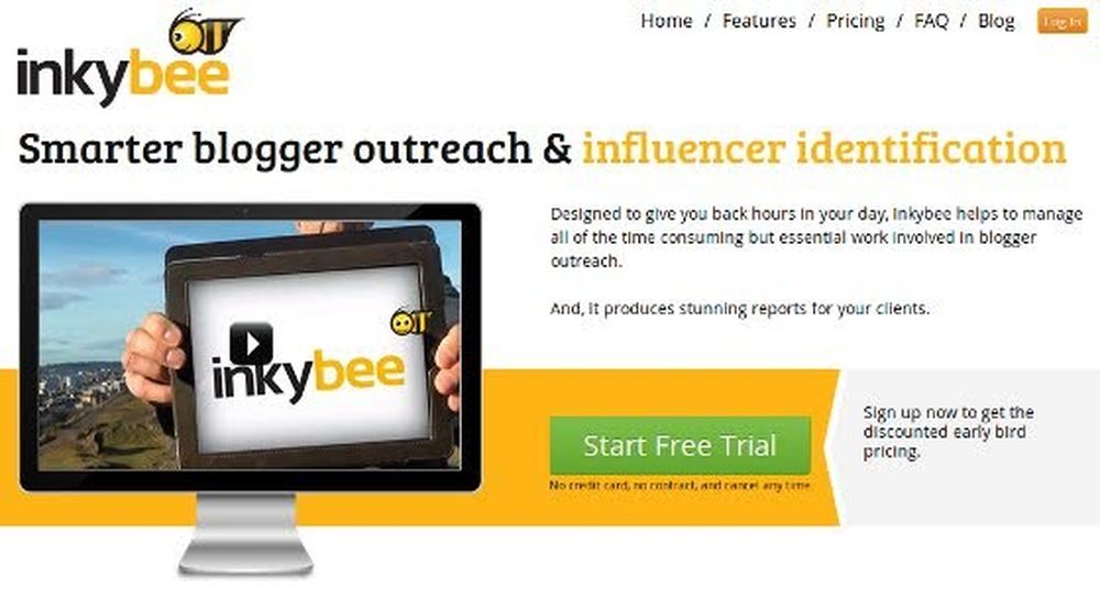 Inkybee, a website for blogger outreach and influencer identification.