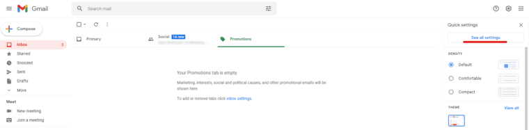 First step of creating an email template in Gmail