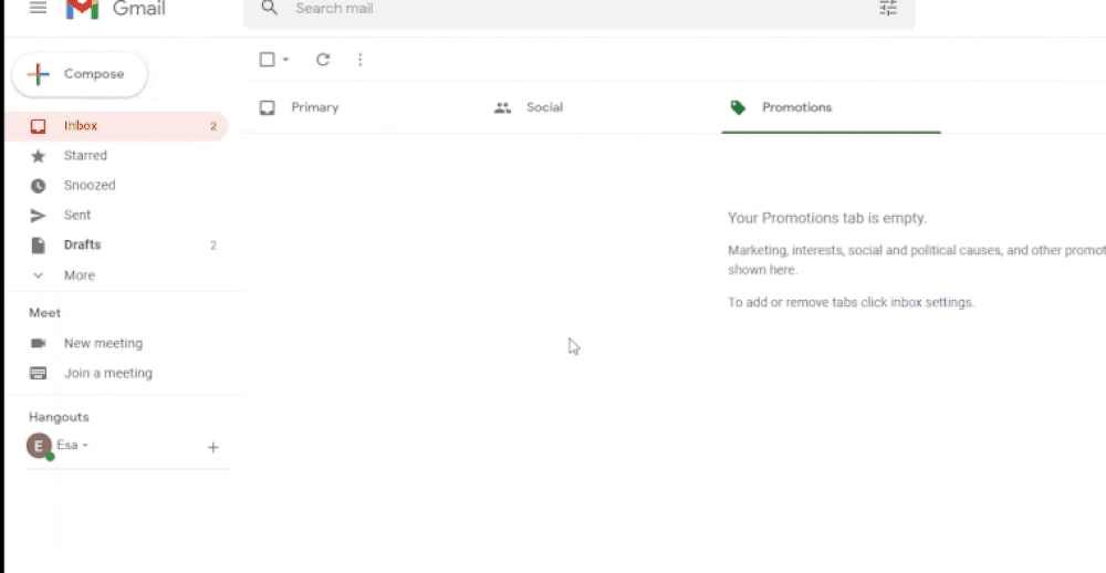 Third step of creating an email template in Gmail