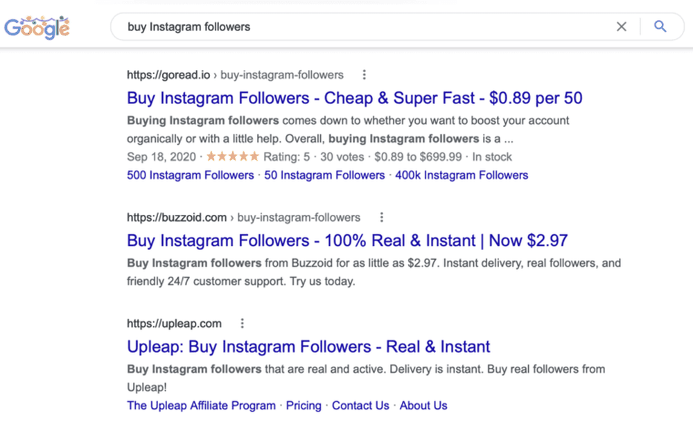 Many businesses sell tools with which people can buy followers