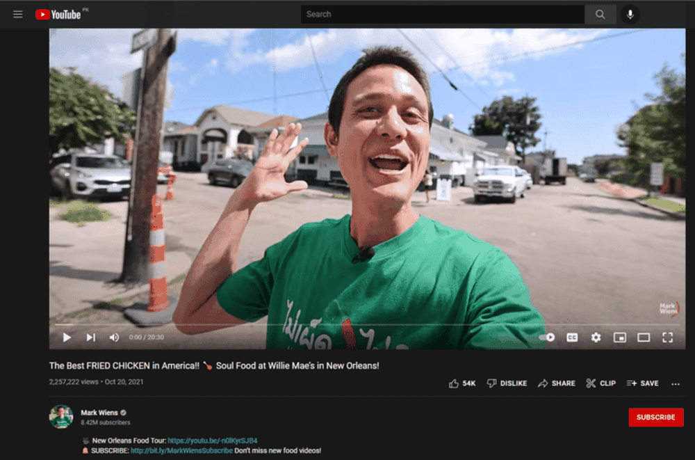 YouTuber Mark Wiens promoting a restaurant