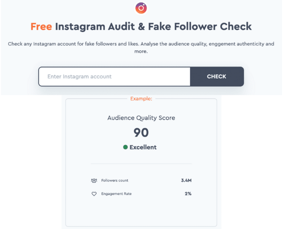 Free Instagram account audit tool from HypeAuditor