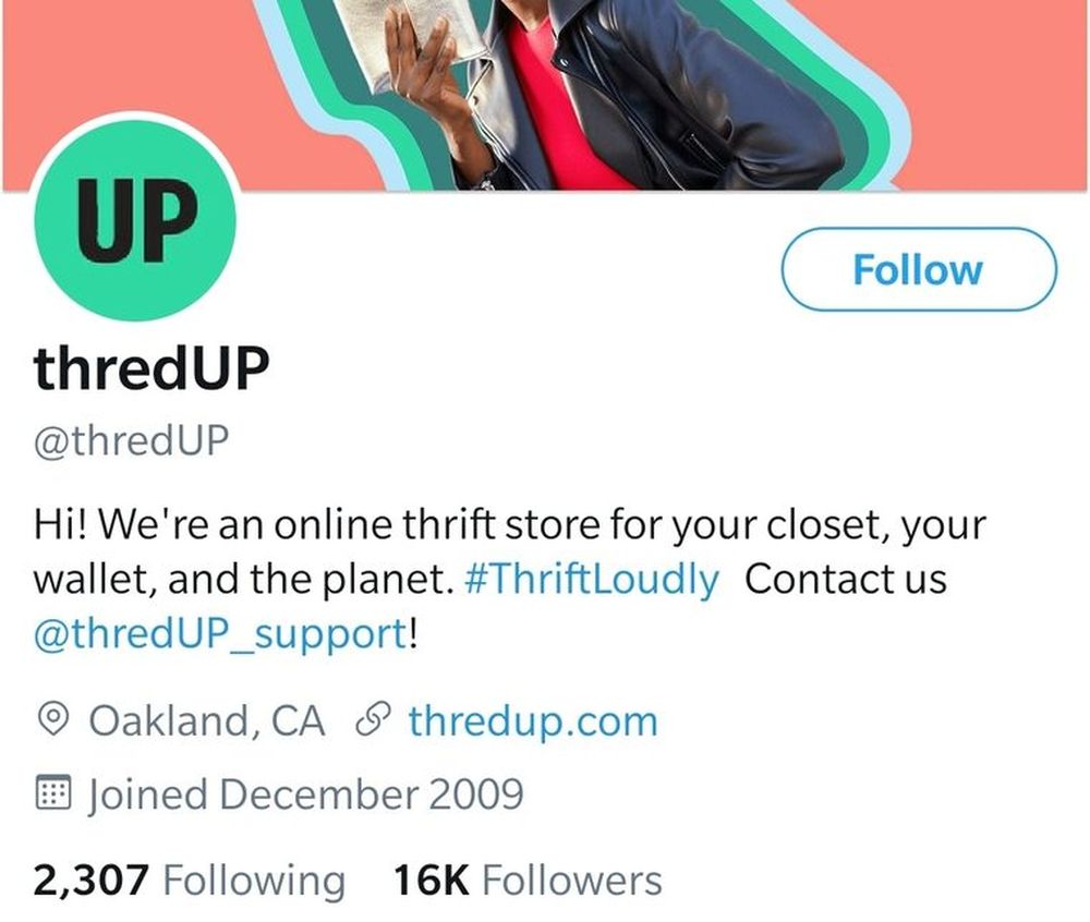 How thredUP’s Twitter bio puts customers first