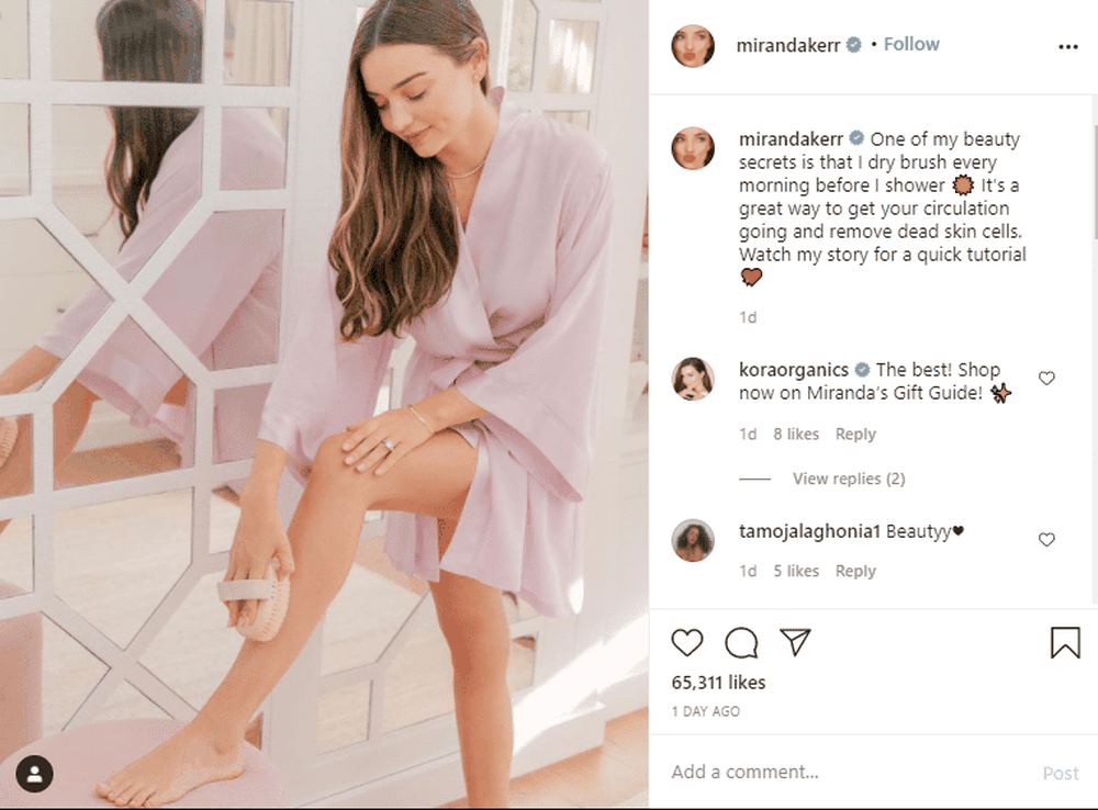 Miranda Kerr's Instagram page