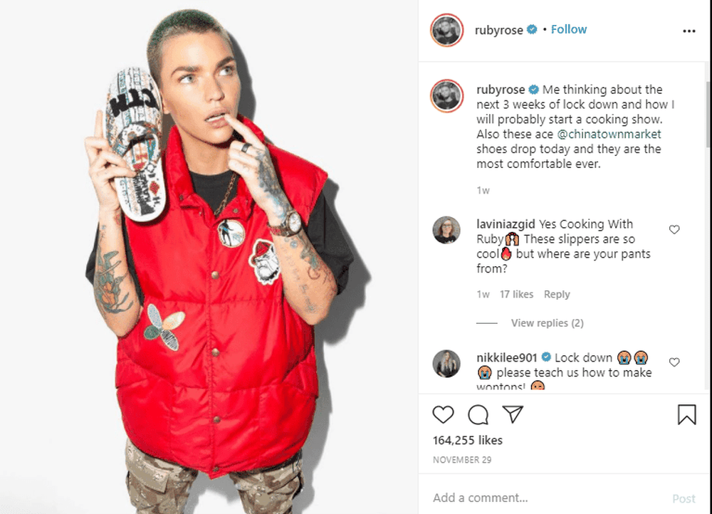 Ruby Rose's Instagram page