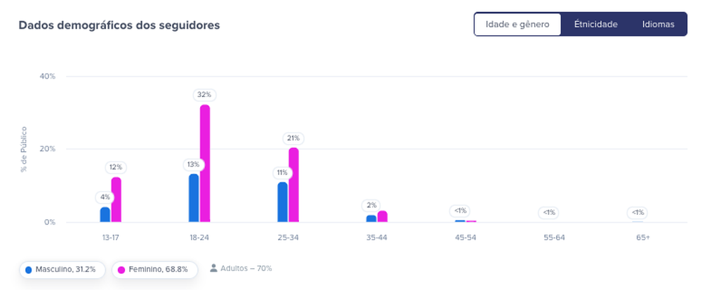 dados demográficos dos seguidores hypeauditor