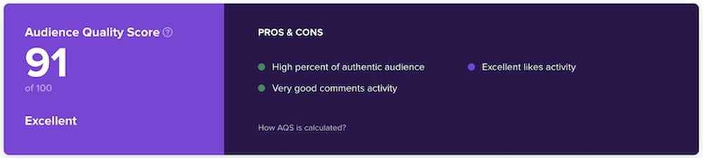 Excellent audience quality score