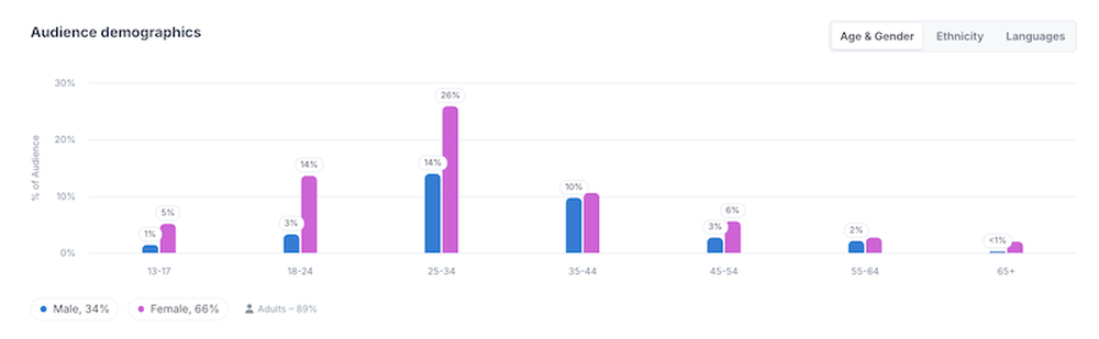 Audience demographics in HypeAuditor's report