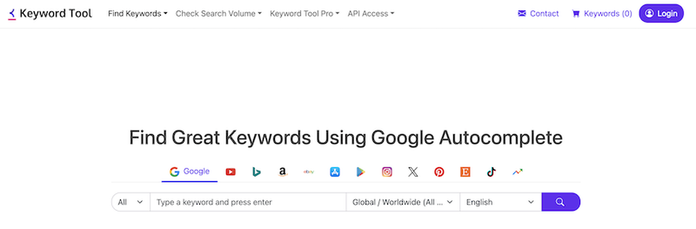 Keyword Tool is an online keyword research tool