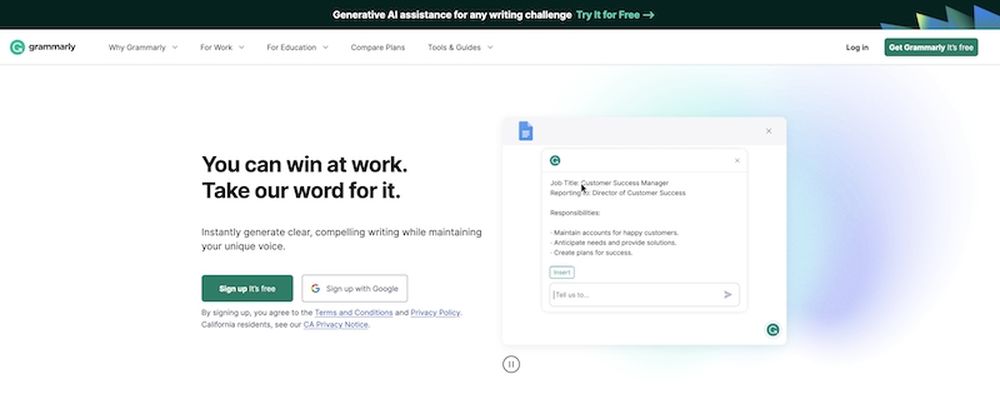 Grammarly is a text editing and proofreading tool