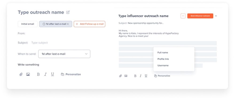HypeAuditor's influencer outreach tool automates several tasks