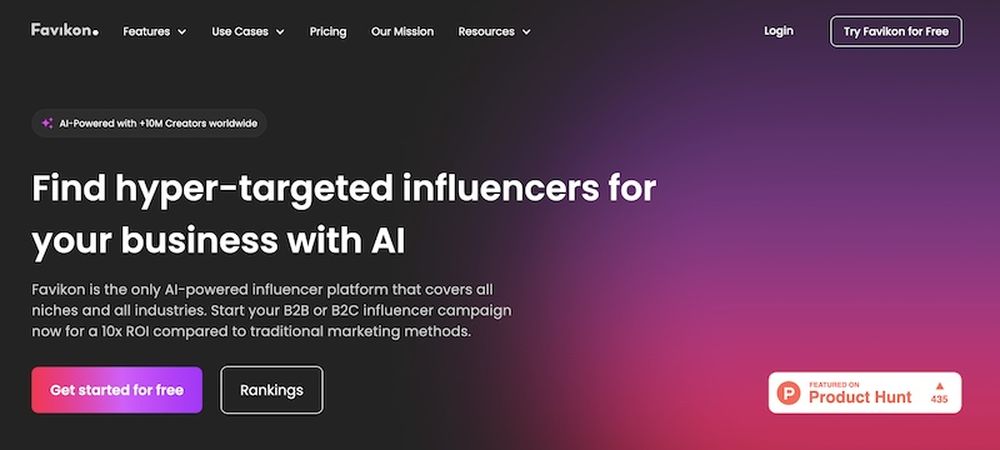 Favikon enables companies to search for influencers within 600 niches