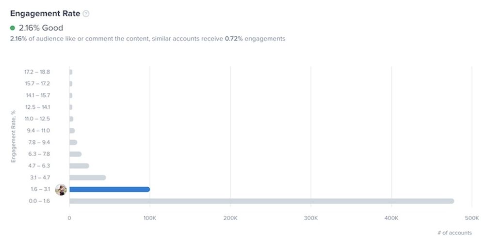 HypeAuditor's report includes an influencer's engagement rate