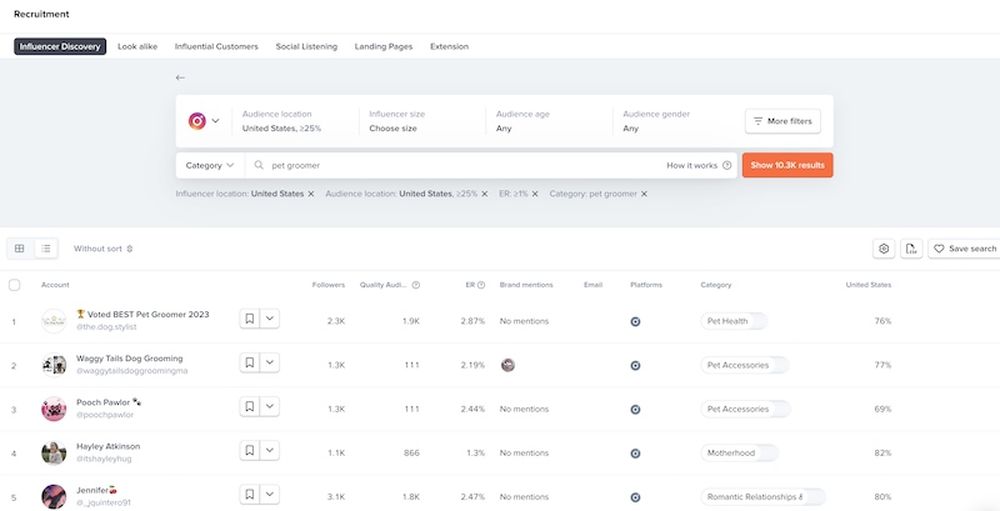 Adding filters to the niche search
