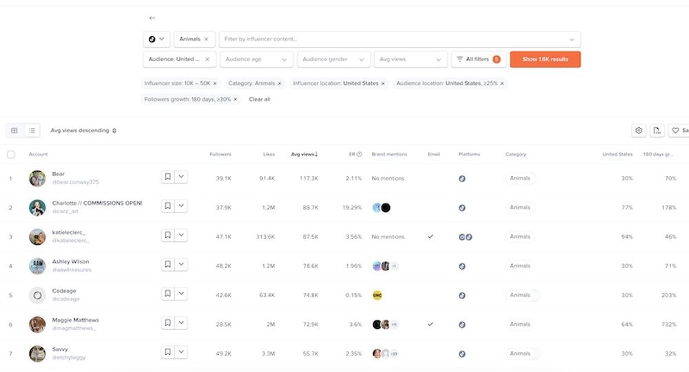 Search for TikTok influencers on an influencer marketing platform
