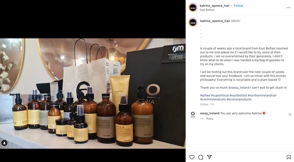 oway gifting on Instagram